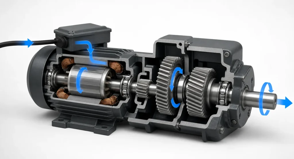 gear reducer motor power flow