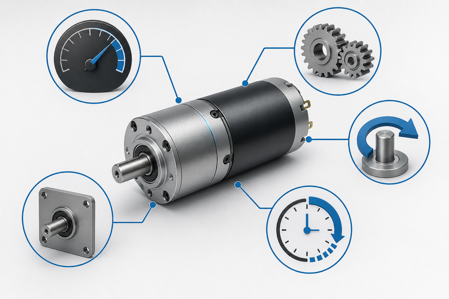 Small gear reducer motor selection factors including speed ratio torque duty cycle and mounting