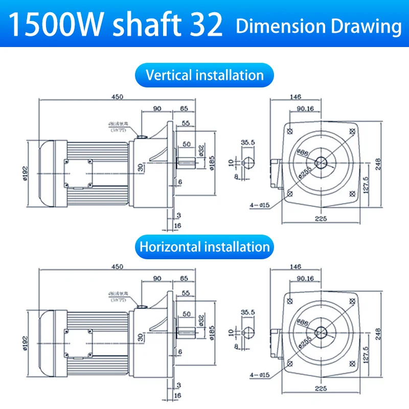 1500W Vertical & Horizontal AC Gear Reducer Motor