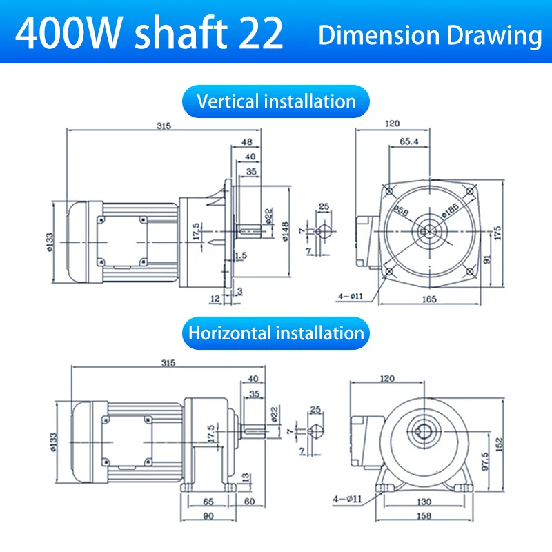 Medium Size AC Gear Reducer Motor 400W