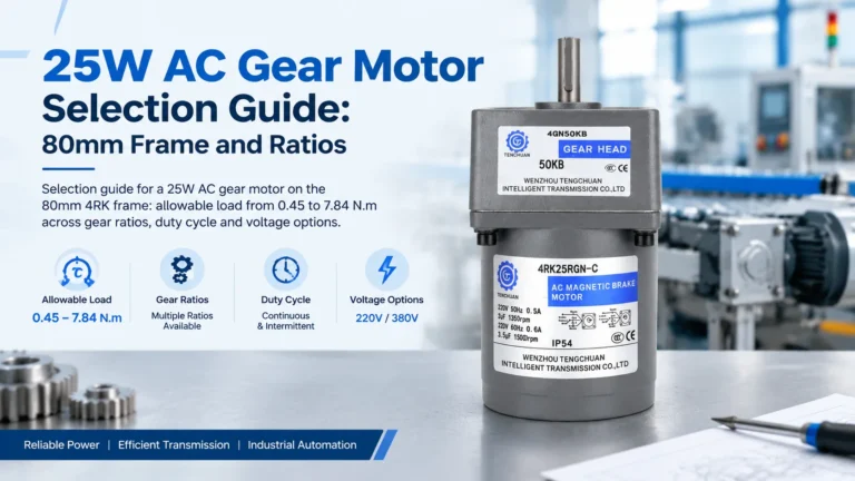 25W AC Gear Motor Selection Guide: 80mm Frame and Ratios
